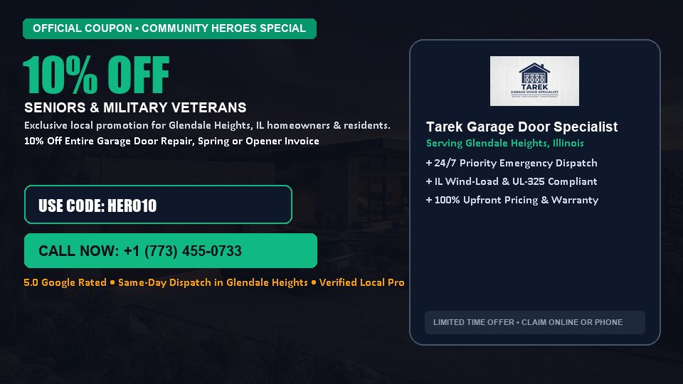 10% OFF Senior, Military & First Responder Discount in Glendale Heights, IL - Tarek Garage Door Specialist